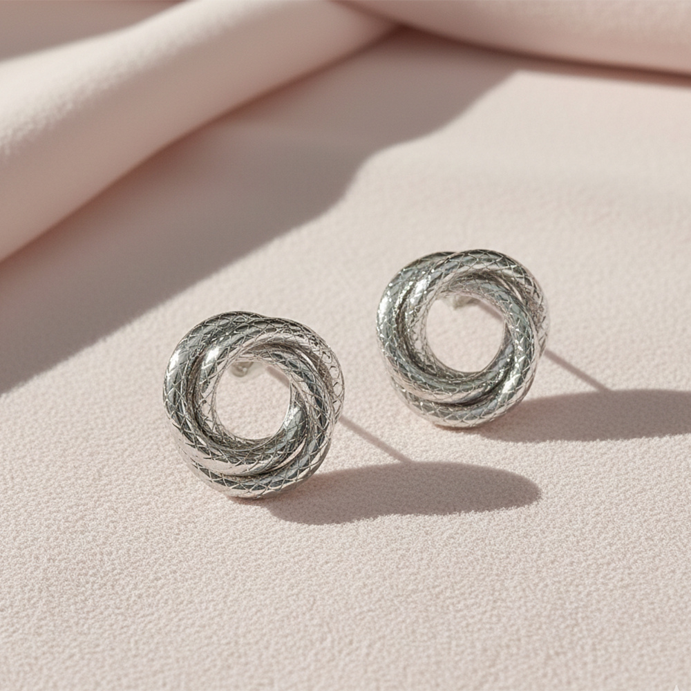 Urthn Designer Gold Plated Twisted Circle Stud Earrings(Pack of 6)