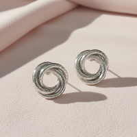 Urthn Designer Gold Plated Twisted Circle Stud Earrings(Pack of 6)