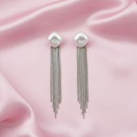 Urthn Luxe Square Pearl Modern Statement Long Earrings(Pack of 3)