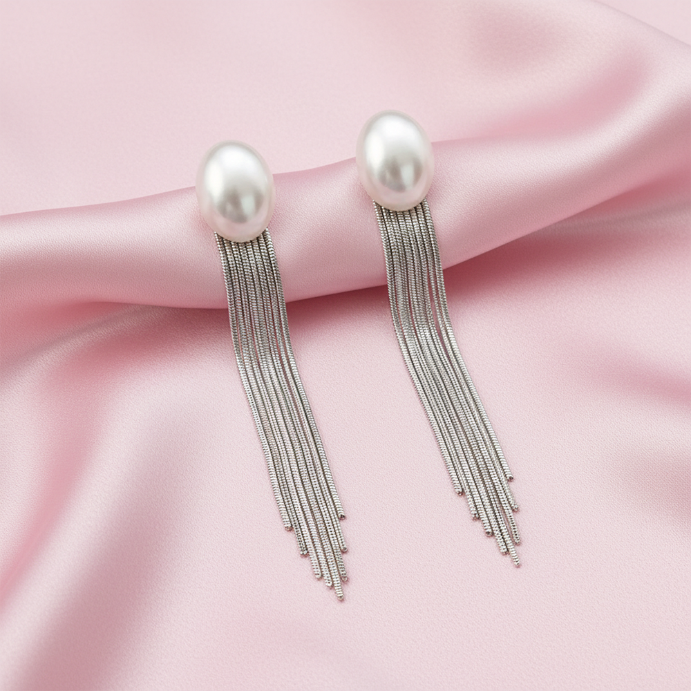 Urthn Luxe Oval Pearl Classy Long Drop Earrings(Pack of 3)