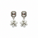 Urthn Silver Plated Crystal Stone & Pearl Classy Earrings (Pack Of 6)