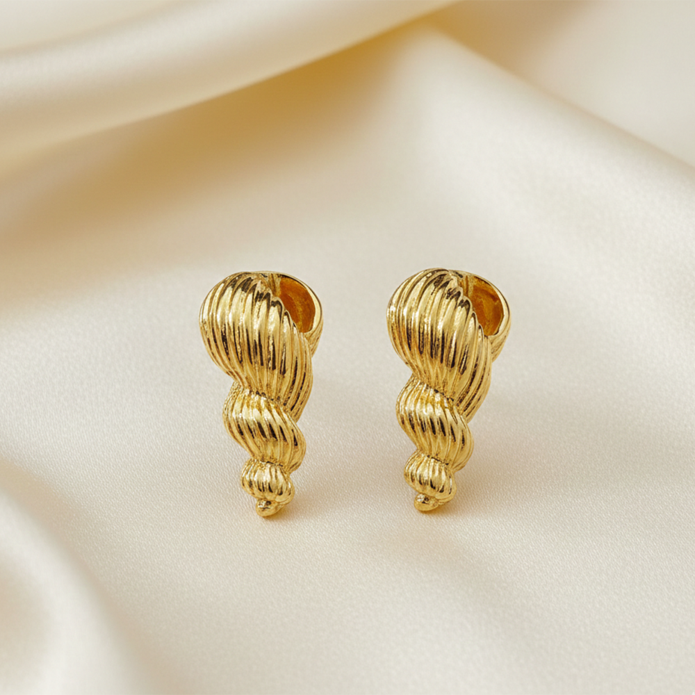 Urthn Shell Style Gold Plated Earrings(Pack of 3)