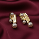 Urthn Gold Plated Gold Pearl Drop Earrings for Women(Pack of 3)