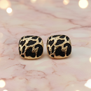 Urthn Classy Black Designer Statement Square Shape Gold Plated Studs(Pack of 3)