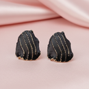Urthn Artistic Black Enamel Gold Stroke Stud Gold Plated Earrings(Pack of 3)