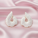Urthn Bold White Enamel Fashion Gold Plated Stud Earrings(Pack of 3)