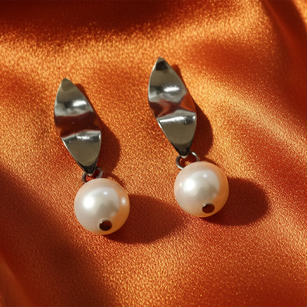 Urthn Silver Plated Pearl Drop Earrings (Pack Of 6)