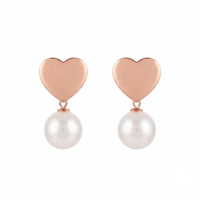 Darshana Jewels  Rose Gold Plated Heart Pearl Stud Earrings for Women  (Set of 6)