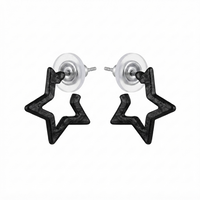 Darshana Jewels  Trendy Black Star Geometric Hoop Earrings for Women  (Set of 6)