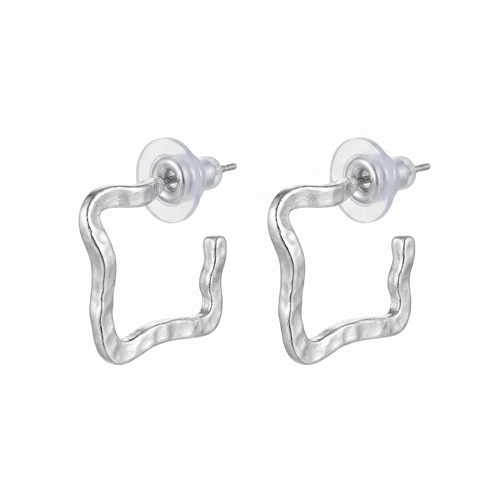 Darshana Jewels  Trendy Silver Geometric Hoop Earrings for Women  (Set of 6)