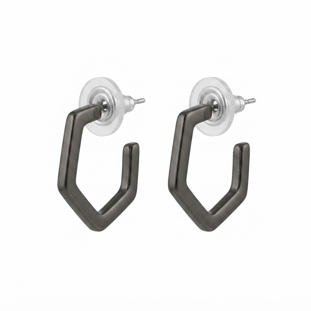 Darshana Jewels  Trendy Black Geometric Hoop Earrings for Women  (Set of 6)