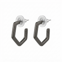 Darshana Jewels  Trendy Black Geometric Hoop Earrings for Women  (Set of 6)