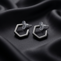Darshana Jewels  Trendy Black Geometric Hoop Earrings for Women  (Set of 6)