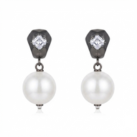 Darshana Jewels  Trendy Silver Pearl Drop Stud Earrings for Women  (Set of 6)