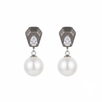 Darshana Jewels  Trendy Silver Pearl Drop Stud Earrings for Women  (Set of 6)