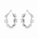 Darshana Jewels  Silver Floral Austrian Stone  Hoop Earrings for Women  (Set of 6)