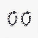 Darshana Jewels  Black Floral Pearl Hoop Earrings for Women  (Set of 6)