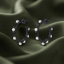 Darshana Jewels  Black Floral Pearl Hoop Earrings for Women  (Set of 6)