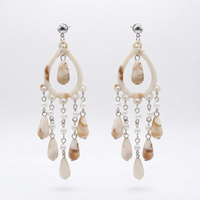 Darshana Jewels  Bohemian Shell & Pearl Drop Dangler Earrings for Women  (Set of 6)