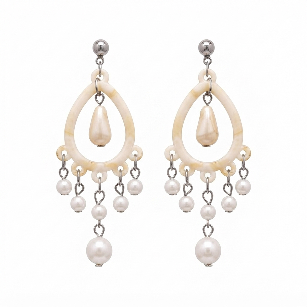 Darshana Jewels  Bohemian Shell & Pearl Drop Dangler Earrings for Women  (Set of 6)
