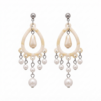 Darshana Jewels  Bohemian Shell & Pearl Drop Dangler Earrings for Women  (Set of 6)