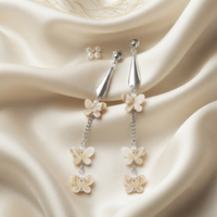 Darshana Jewels  Bohemian Shell & Pearl Drop Dangler Earrings for Women  (Set of 6)