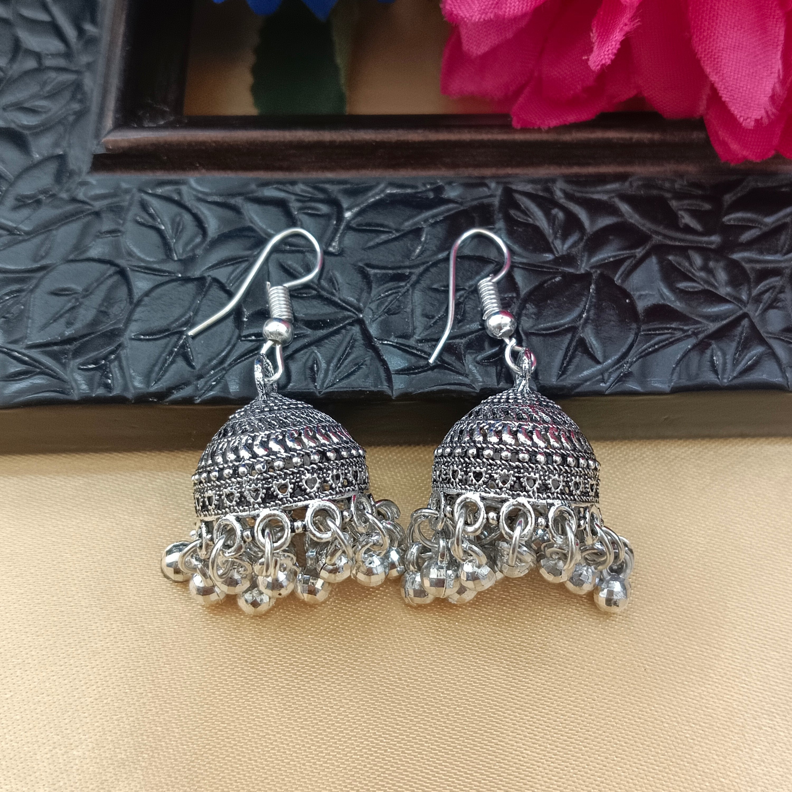 Darshana Jewels  Oxidised Plated  Jhumki Earrings(Pack of 6)