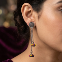 Darshana Jewels Oxidised Plated Kashmiri Style Earrings (Pack of 6)