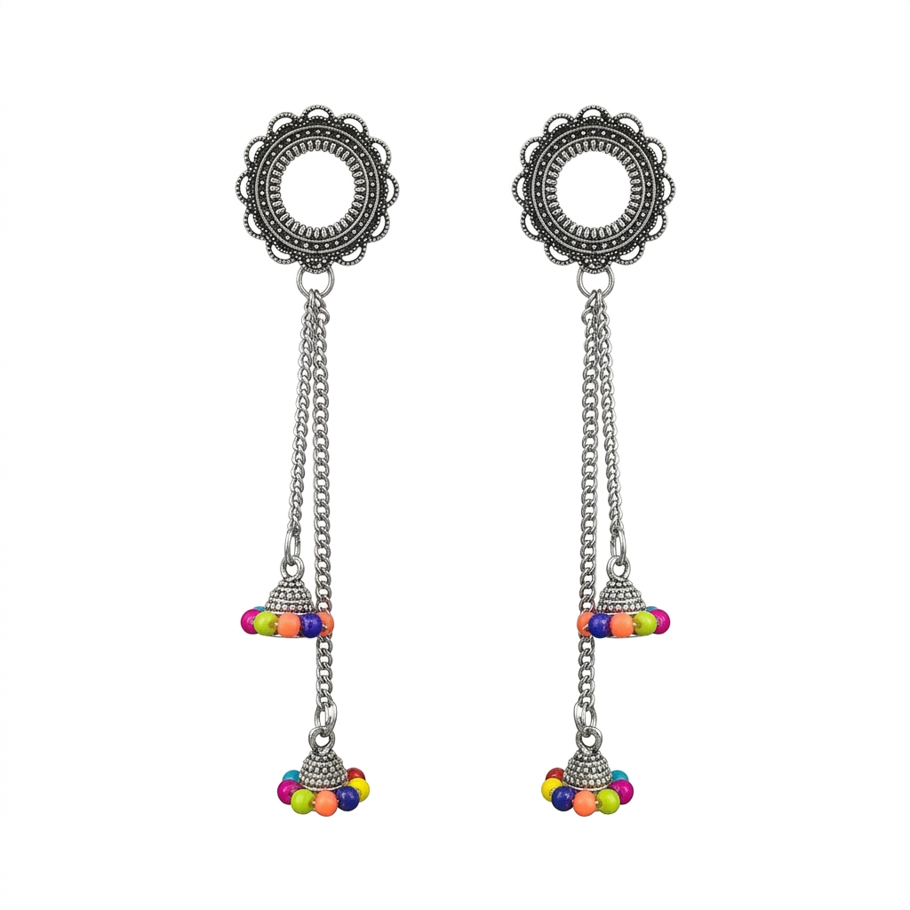 Darshana Jewels Oxidised Plated Kashmiri Style Earrings (Pack of 6)