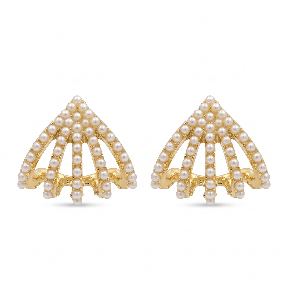 Urthn Gold Plated Stylish Pearls Earrings (Pack of 6)