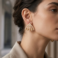 Urthn Gold Plated Stylish Pearls Earrings (Pack of 6)