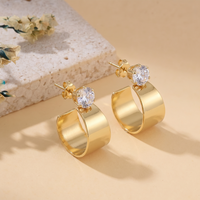 Urthn Gold Plated Austrian Stone Round Shape Earrings (Pack of 6)