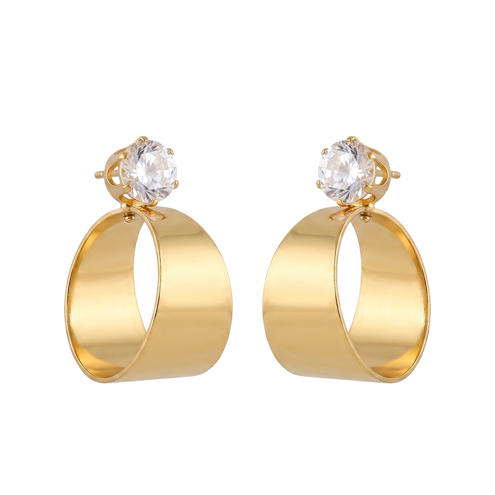 Urthn Gold Plated Austrian Stone Round Shape Earrings (Pack of 6)