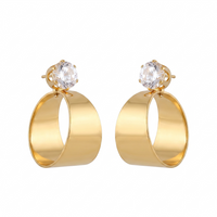 Urthn Gold Plated Austrian Stone Round Shape Earrings (Pack of 6)