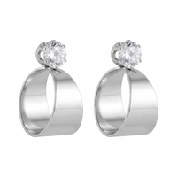 Urthn Silver Plated Austrian Stone Round Shape Earrings (Pack of 6)