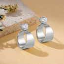 Urthn Silver Plated Austrian Stone Round Shape Earrings (Pack of 6)