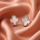 Urthn Elegant Silver-Plated Clover Stud Earrings for Women