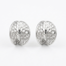 Urthn  Glamorous Silver Plated Hammered Oval  Stud Earrings(Pack of 6)