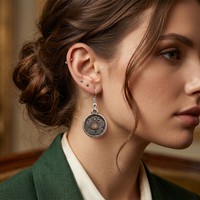 Urthn  Modern  Silver-Toned  Coin Shape  Earrings for Women(Pack of 6)
