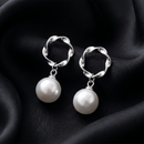 Urthn  Statement  Silver  Plated Pearl  Stud Earrings For Women