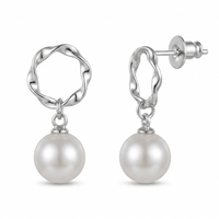 Urthn  Statement  Silver  Plated Pearl  Stud Earrings For Women(Pack of 6)