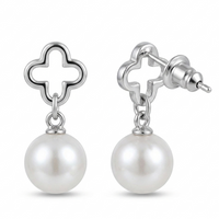 Urthn  Eye-Catching  Silver  Plated Pearl Stud Earrings(Pack of 6)