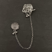 Darshana Jewels Oxidised Elephant Chain Ear Cuff Earrings(Pack Of 6)