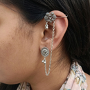 Darshana Jewels Oxidised Elephant Chain Ear Cuff Earrings(Pack Of 6)