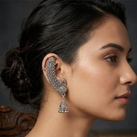 Darshana Jewels Oxidised Plated Peacock Ear Cuff For Women And Girls(Pack of 6)