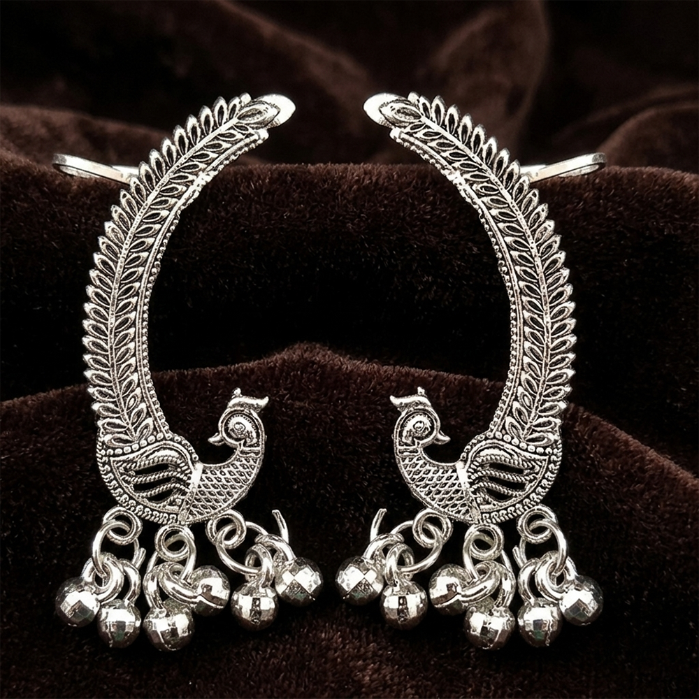Darshana Jewels Oxidised Plated Peacock Ear Cuff For Women And Girls(Pack of 6)