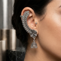 Darshana Jewels Oxidised Plated Floral Jhumki Ear Cuff For Women And Girls(Pack of 6)