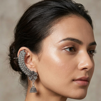 Darshana Jewels Oxidised Plated Peacock And flower Ear Cuff For Women And Girls(Pack of 6)
