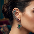 Darshana Jewels  Oxidised Plated Pink And Green Ear Cuff For Women And Girls(Pack of 6)