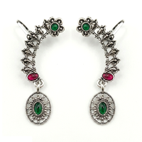 Darshana Jewels  Oxidised Plated Pink And Green Ear Cuff For Women And Girls(Pack of 6)
